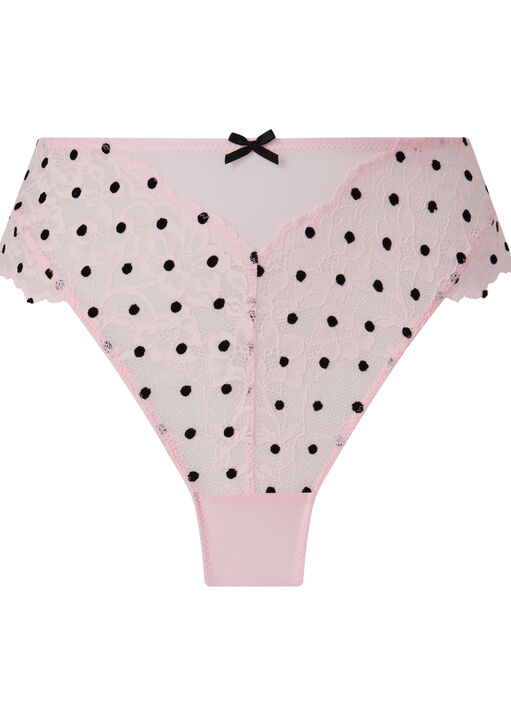 Sexy Lace Flocked Spot High Waist Brazilian image number 6.0