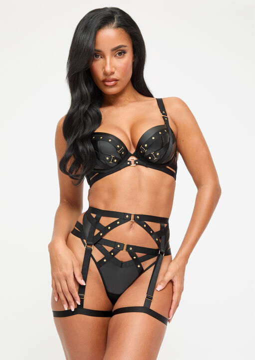 After Dark PU Padded Plunge Bra image number 2.0