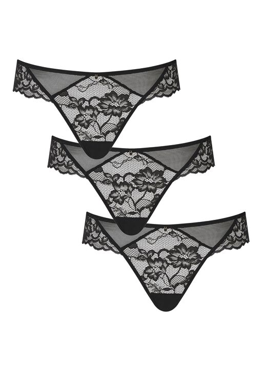 Sexy Lace Brazilian Knickers - Pack of 3 image number 4.0