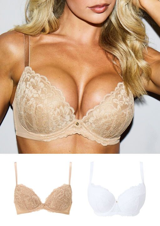 Sexy Lace Padded Plunge Bra - Pack of 2 image number 0.0