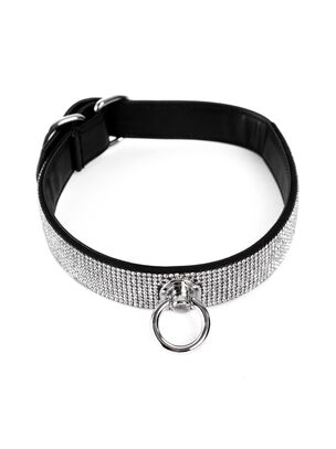 Parlour Diamante PU Bondage Collar