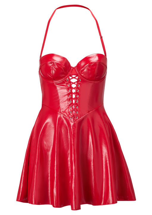 Electra PU Lace Up Detail Skater Dress image number 5.0