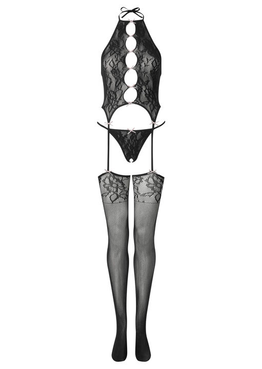 Flirty Affair Crotchless Fishnet Bodystocking 2 Piece Set image number 5.0
