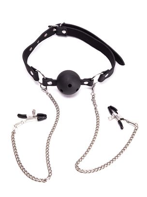 Adjustable Ball Gag & Nipple Clamps