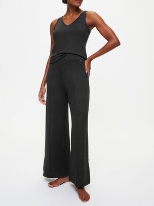 Marie Brushed Wide Leg Trouser - Black