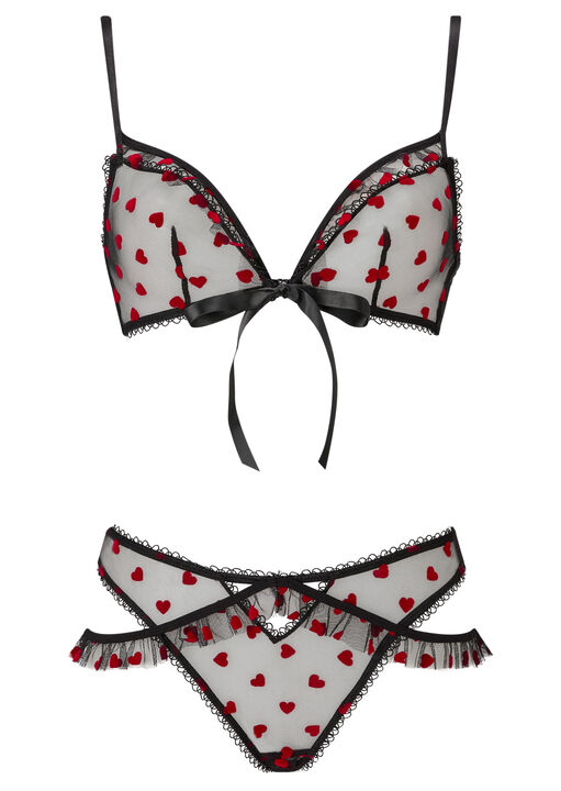 Queen of Hearts Crotchless Lingerie 2 Piece Set image number 6.0