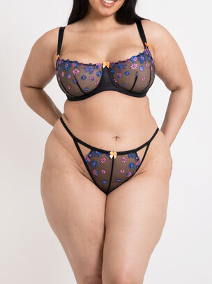 Strawberry Crush Balcony Bra - Black