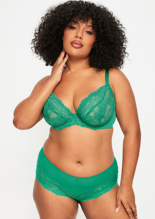 Sexy Lace Fuller Bust Non Padded Plunge Bra image number 4.0