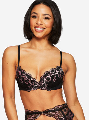 Sexy Lace Padded Plunge Bra