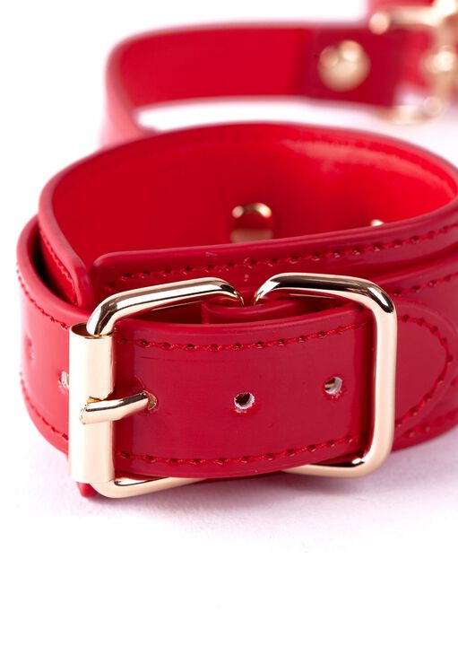 High Shine Red PU Minx Handcuffs image number 3.0