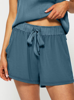 Raye Satin Jersey Short - Blue