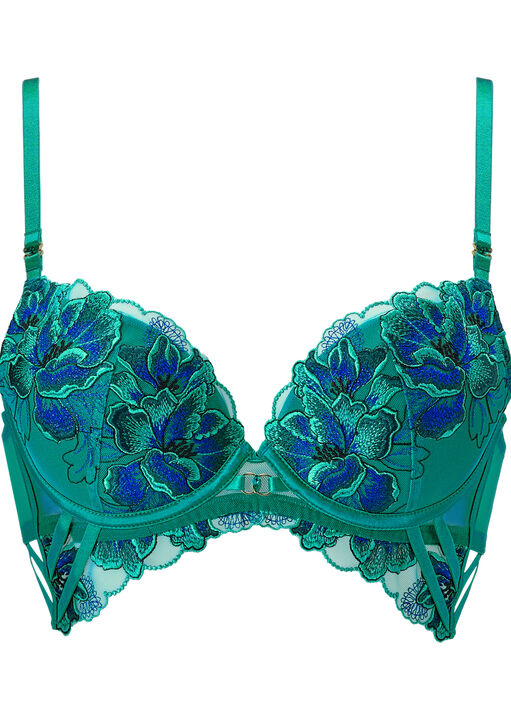Forbidden Flora Embroidered Padded Plunge Bra image number 8.0