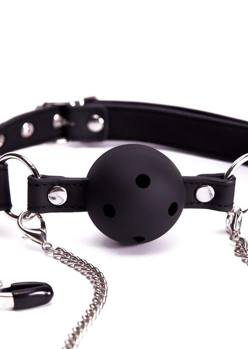 Adjustable Ball Gag & Nipple Clamps image number 1.0