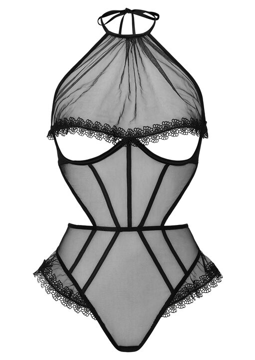 Slow Tease Crotchless Teddy Lingerie image number 4.0