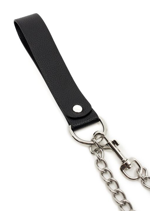 Chain Lead with Faux Leather Handle image number 1.0