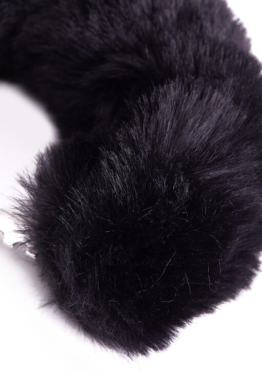 Plush Black Faux Fur Cuffs image number 2.0