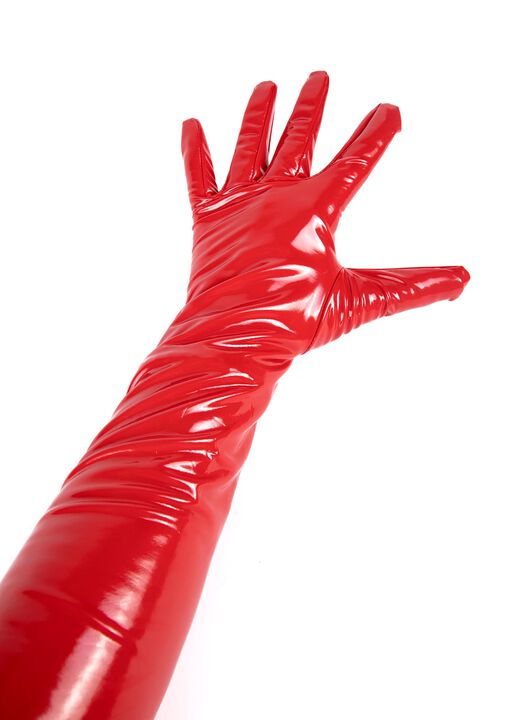 Wet Look Gloves Red image number 1.0