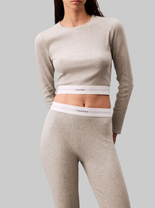 Modern Ribbed Long Sleeve Bralette - Grey