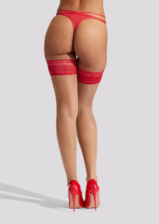 Lace Top Heart Hold Ups image number 1.0