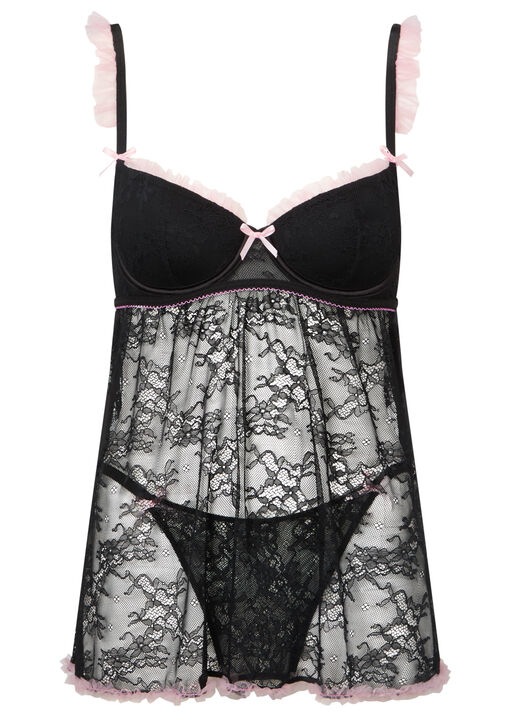 Frill Seeker Crotchless Babydoll Set image number 7.0