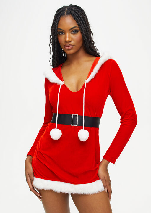 Sexy Santa Hooded Dress image number 0.0