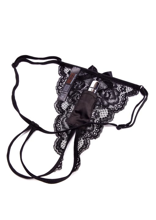 Lace Crotchless Thong with Removable Vibrating Bullet image number 1.0