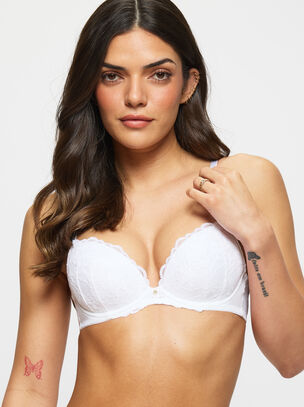 Sexy Lace Padded Plunge Bra