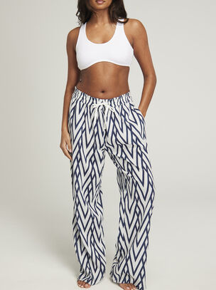 Deco Print Trouser - Navy