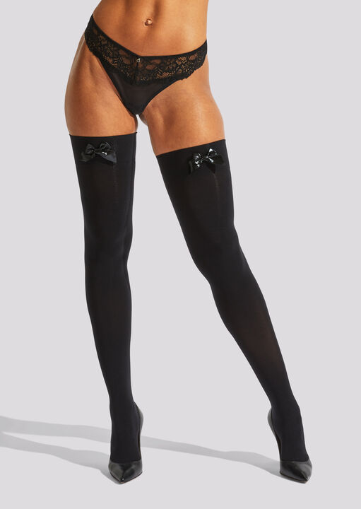 High Shine Bow Over The Knee Stockings image number 0.0