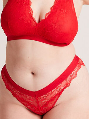 Picot Lace V-Brazilian - Red