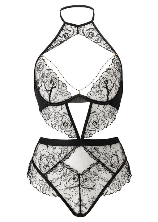 Soft Submission Embroidered Crotchless Lingerie Body image number 4.0