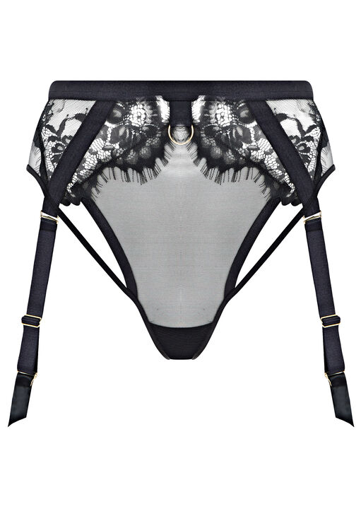 The Distinctive Crotchless High Waisted Suspender Thong image number 4.0