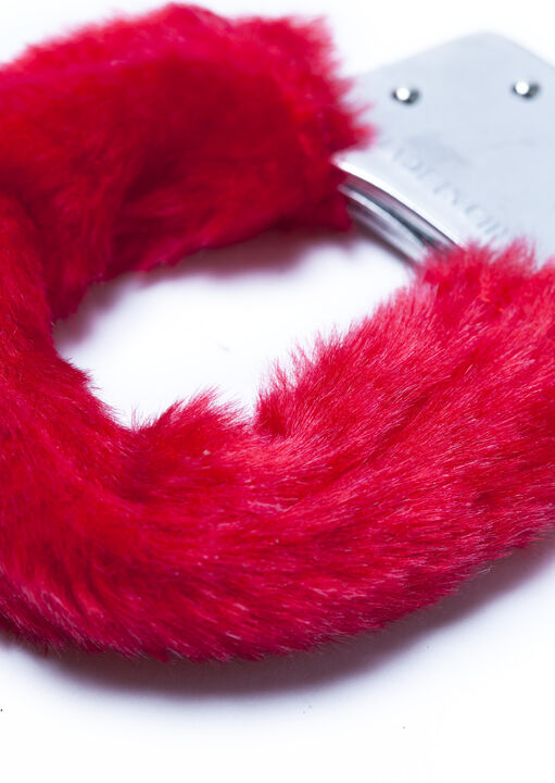 Red Faux Fur Handcuffs image number 2.0