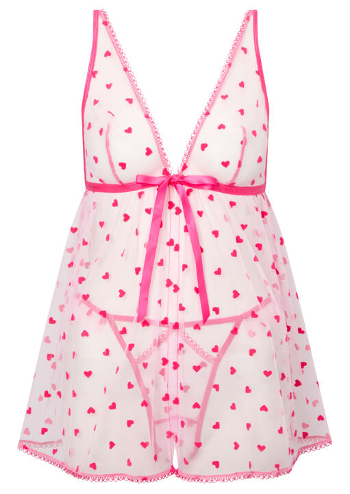 Queen of Hearts Crotchless Babydoll Set image number 6.0
