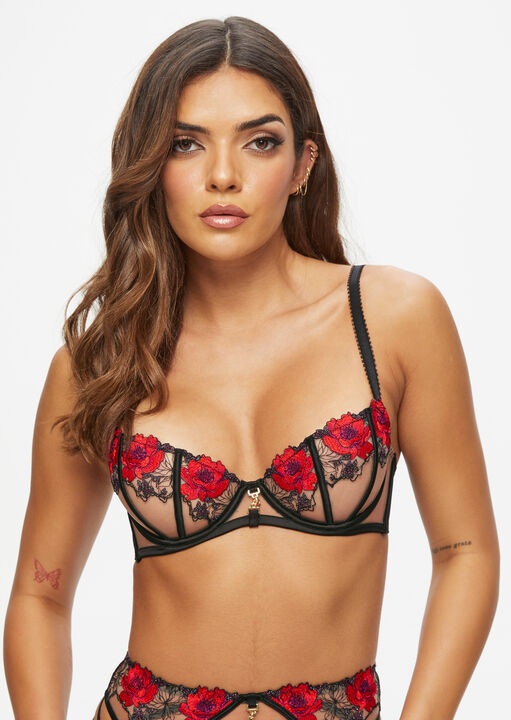 Caged Rose Non Padded Balcony Bra image number 3.0