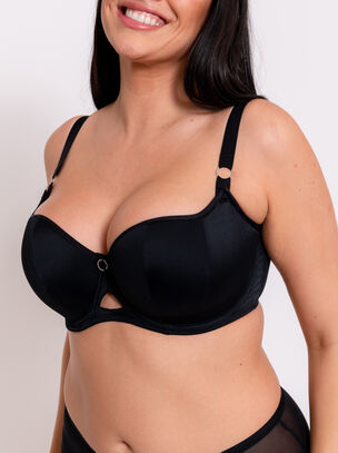 Boost Me Up Padded Balcony Bra - Black