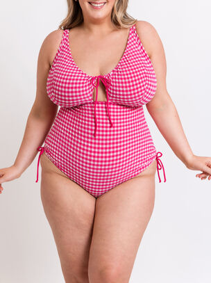 Holiday Check Non Wired Swimsuit - Pink