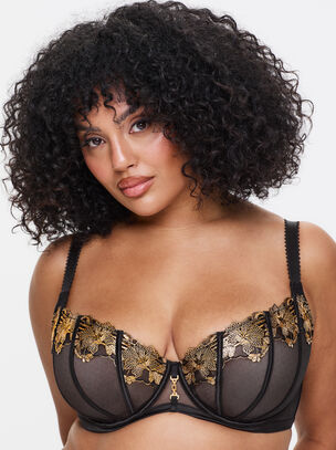 Caged Lily Non Padded Fuller Bust Balcony Bra - Black