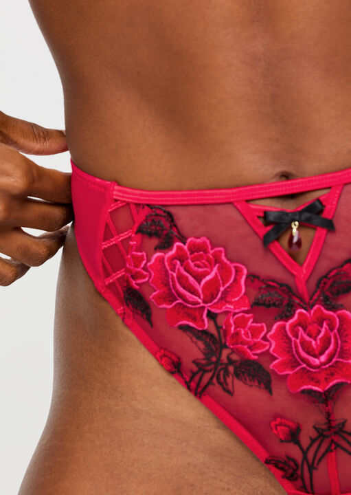Roses Are Red High Waist Crotchless String  image number 3.0