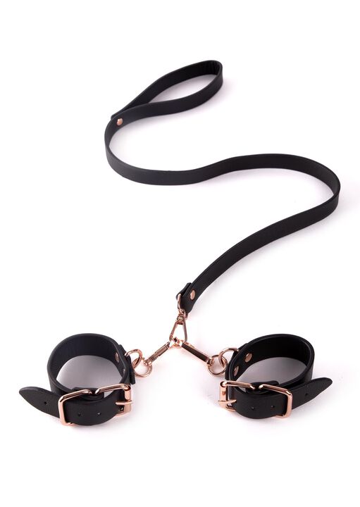 Signature Faux Leather Handcuffs with Lead image number 0.0