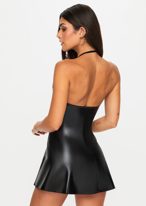Electra PU Lace Up Detail Skater Dress image number 5.0