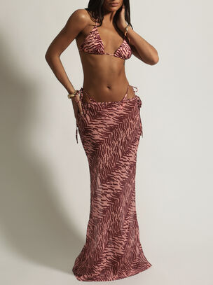 Pink Zebra Mesh Maxi Skirt