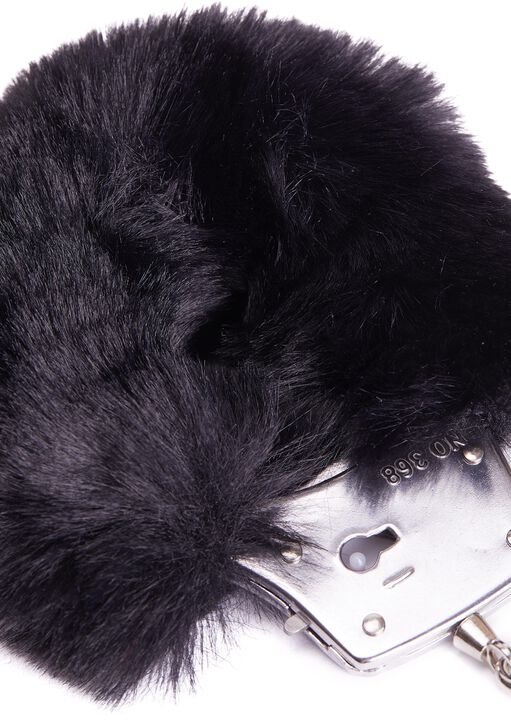 Plush Black Faux Fur Cuffs image number 1.0