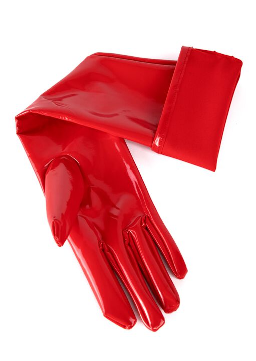 Wet Look Gloves Red image number 4.0
