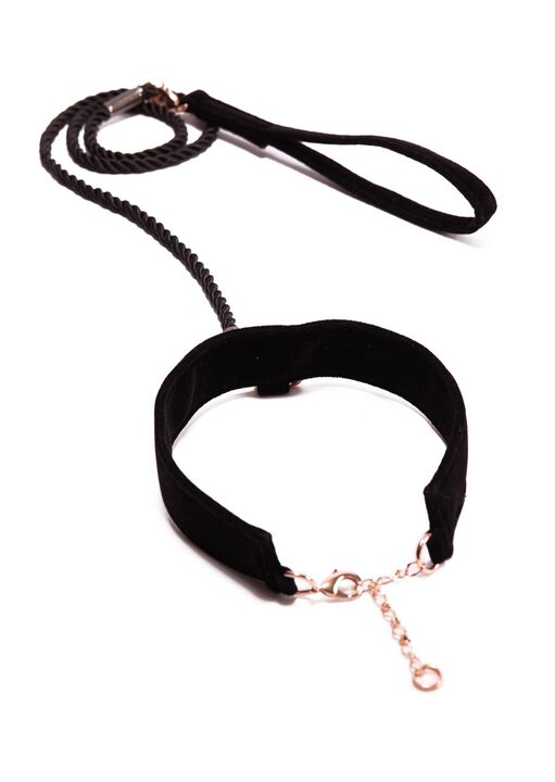 Bellatrix Velvet Bondage Collar & Lead 2 Piece Set image number 2.0