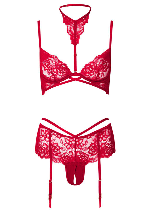 Endless Night Lace Crotchless Lingerie 2 Piece Set image number 4.0