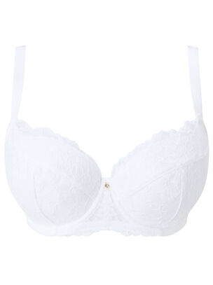 Sexy Lace Padded Plunge Bra - Pack of 2 - White/Nude