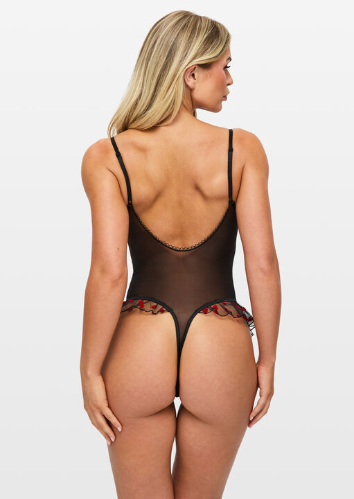 Queen of Hearts Crotchless Teddy Lingerie image number 3.0