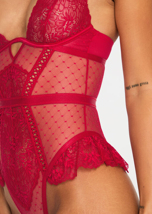 Entice Me Lace Crotchless Teddy Lingerie image number 3.0