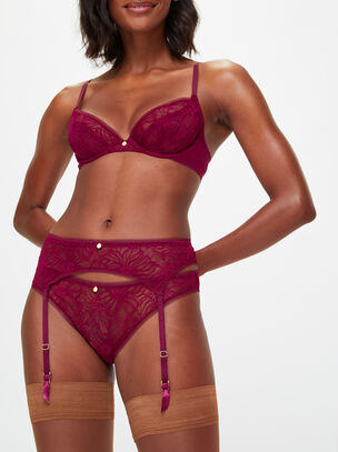 Alice Suspender Belt - Dark Red